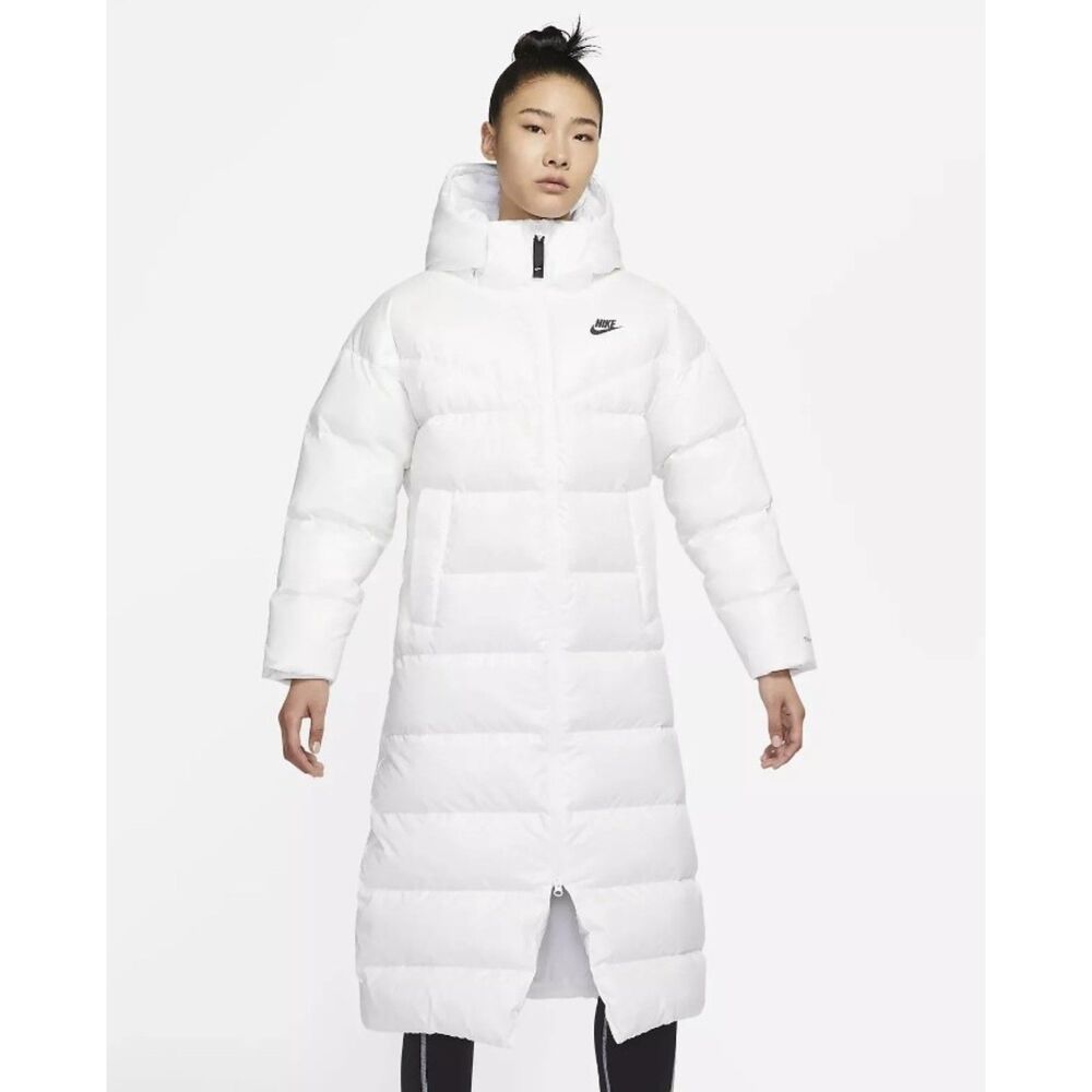 Nike Women's White Sportswear City Quilted Longline Down Parka Size 2XL XXL